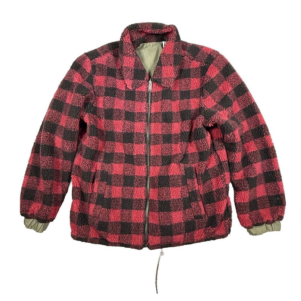 UGG buffalo plaid‎ sherpa reversible jacket medium red black